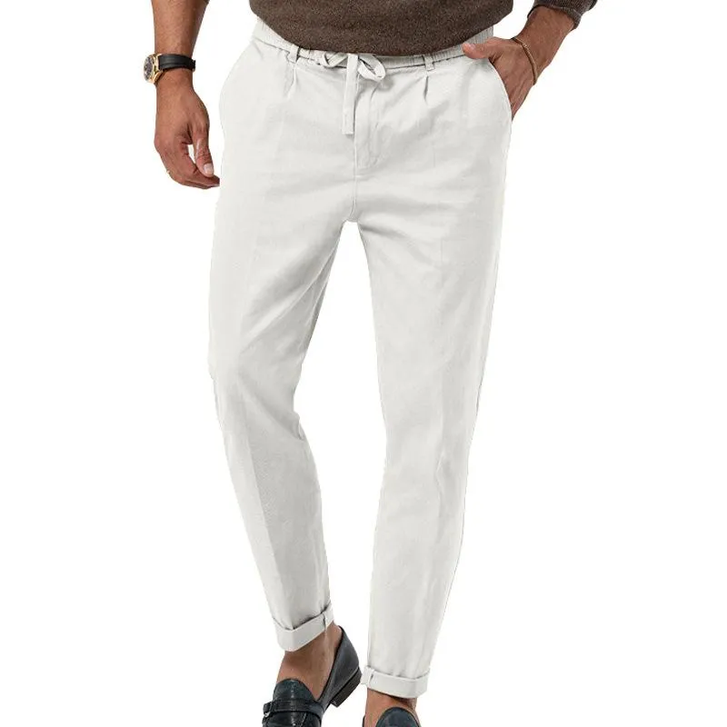 Men's Solid Color Drawstring Elastic Waist Straight Trousers 06224392Z sold by Manly product image thumbnail 2