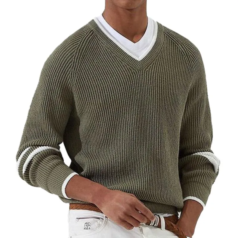 Men's V Neck Striped Casual Sweater 06221813Z sold by Manly
