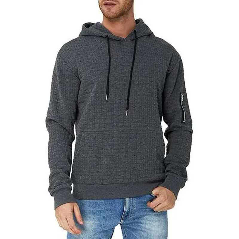 Men's Casual Solid Color Zip Pocket Long Sleeve Hoodie 32544441Y sold by Manly product image thumbnail 2