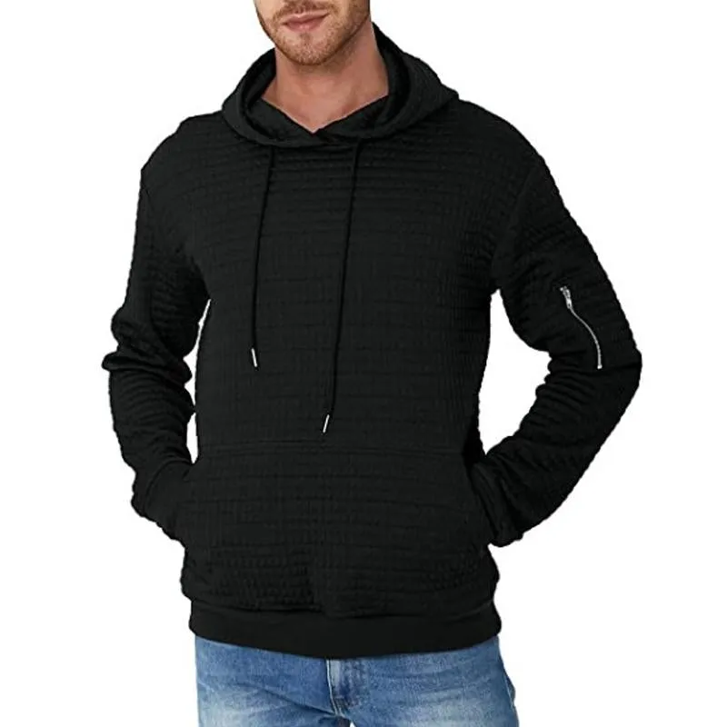 Men's Casual Solid Color Zip Pocket Long Sleeve Hoodie 32544441Y sold by Manly product image thumbnail 5