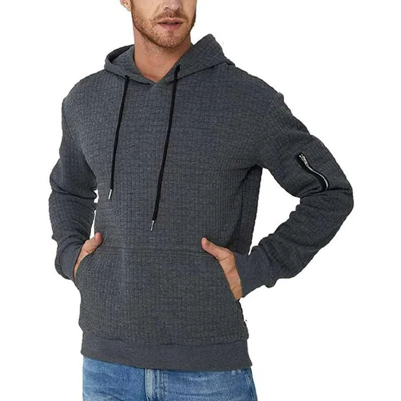 Men's Casual Solid Color Zip Pocket Long Sleeve Hoodie 32544441Y sold by Manly