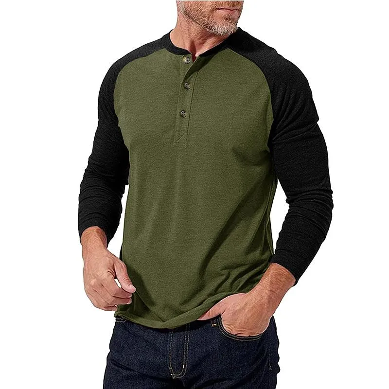 Men's Casual Colorblock Henley Collar Slim Fit Long Sleeve T-Shirt 79379658M sold by Manly product image thumbnail 5