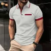 Men's Casual Color Block Lapel Short Sleeve Polo Shirt 08940768M sold by Manly