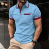 Men's Casual Color Block Lapel Short Sleeve Polo Shirt 08940768M sold by Manly