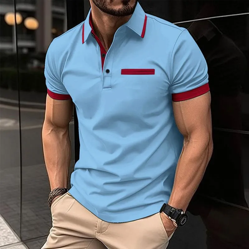 Men's Casual Color Block Lapel Short Sleeve Polo Shirt 08940768M sold by Manly product image thumbnail 4