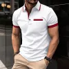 Men's Casual Color Block Lapel Short Sleeve Polo Shirt 08940768M sold by Manly
