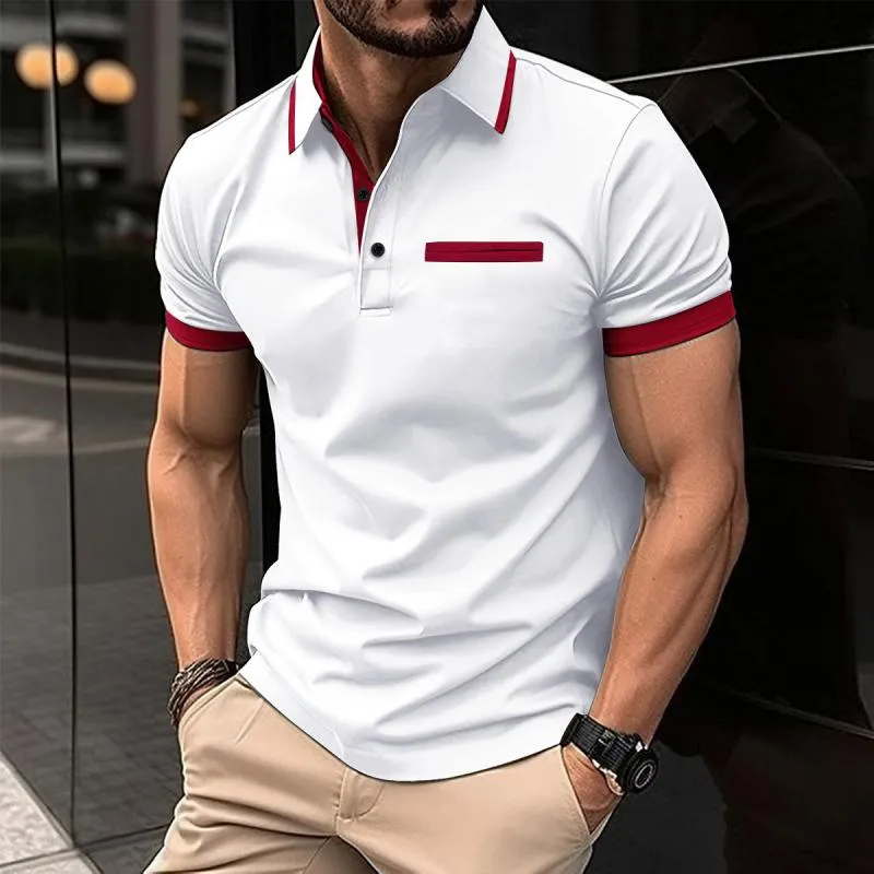 Men's Casual Color Block Lapel Short Sleeve Polo Shirt 08940768M sold by Manly product image thumbnail 2