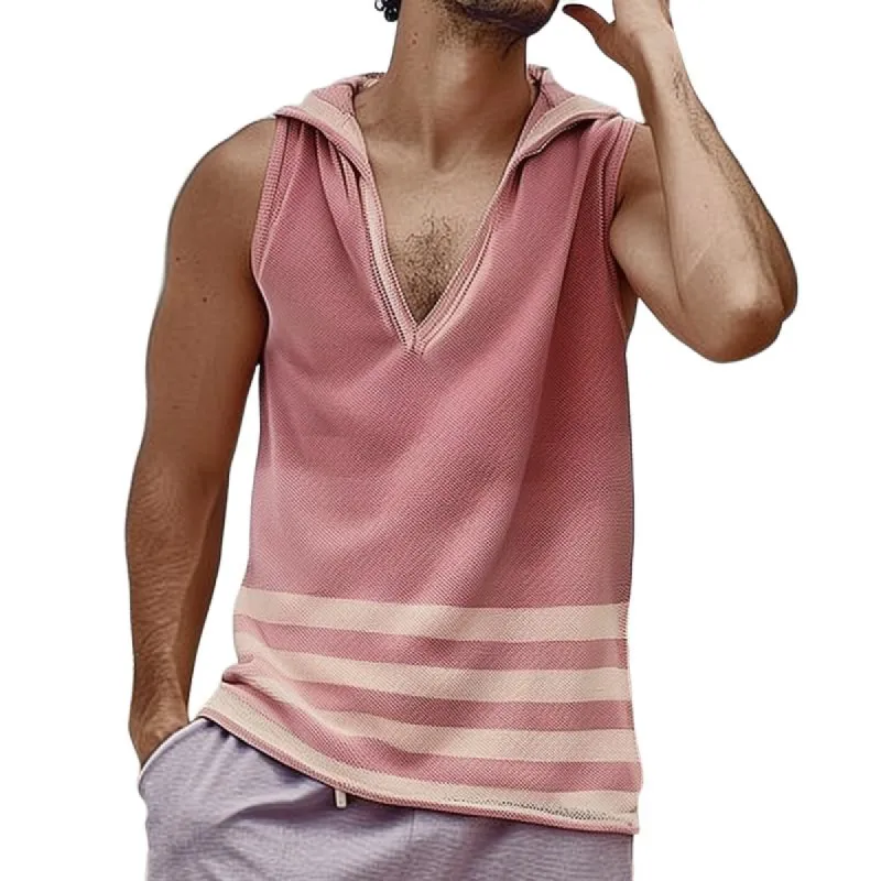 Men's Striped Hooded Sleeveless Tank Top 73331501Z sold by Manly