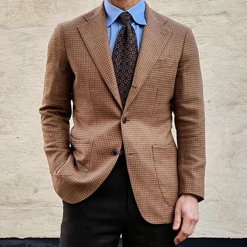 Men's Vintage Houndstooth Notch Lapel Two Buttons Slim Blazer 32435722Z sold by Manly product image thumbnail 3