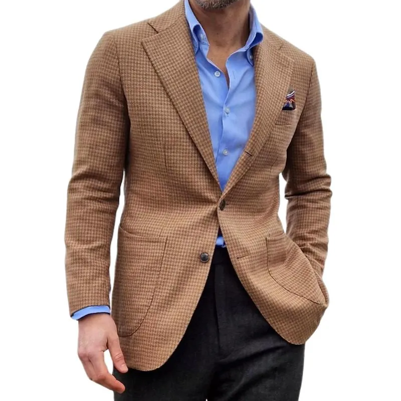 Men's Vintage Houndstooth Notch Lapel Two Buttons Slim Blazer 32435722Z sold by Manly
