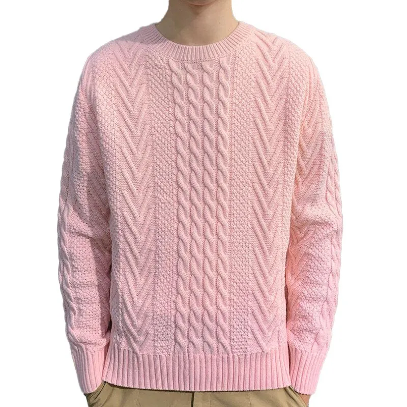 Men's Solid Loose Round Neck Long Sleeve Casual Sweater 00518258Z sold by Manly