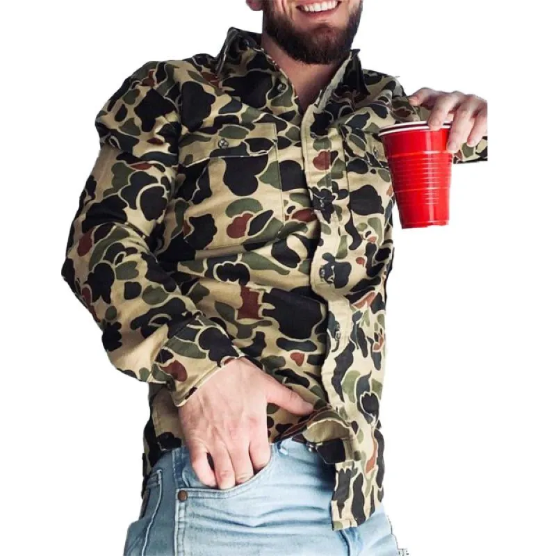Men's Casual Camouflage Printed Long Sleeved Shirt 35434680Y sold by Manly