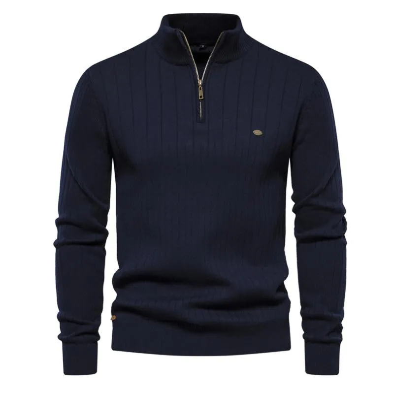 Men's Stand Collar Half Zip Solid Color Pullover Sweater 99789897X sold by Manly