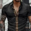 Men's Printed Lapel Short Sleeve Casual Shirt 74405149X sold by Manly