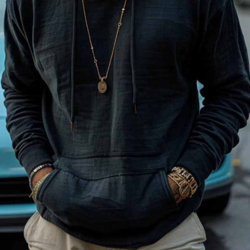 Men's Retro Solid Kangaroo Pocket Hoodie 42166715Y sold by Manly product image thumbnail 2