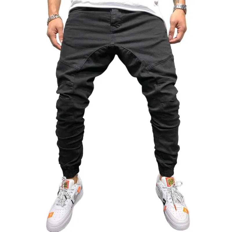 Men's Solid Color Stitching  Zip Pocket Cargo Pants 60278611Z sold by Manly
