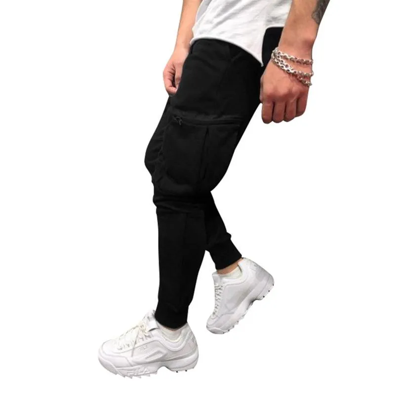 Men's Solid Color Elastic Waist Multi-pocket Casual Sweatpants 62894265Z sold by Manly product image thumbnail 5
