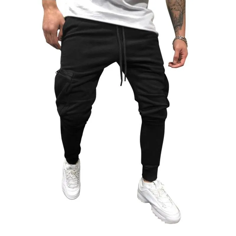 Men's Solid Color Elastic Waist Multi-pocket Casual Sweatpants 62894265Z sold by Manly product image thumbnail 4