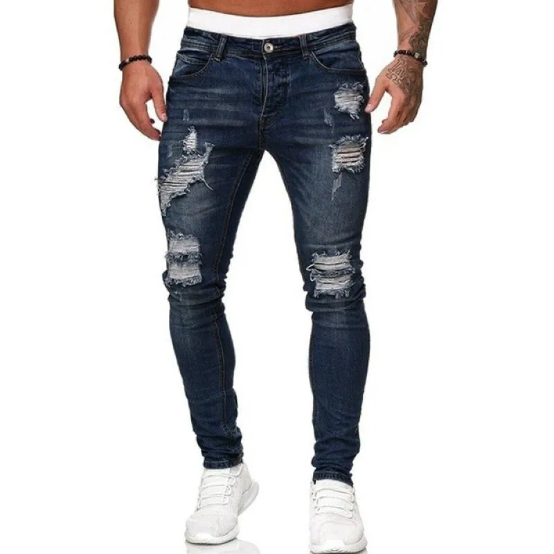 Men's Ripped Slim Fit Pencil Jeans 91225636X sold by Manly