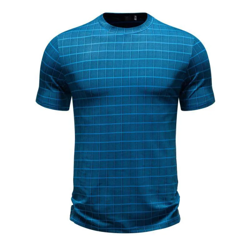 Men's Casual Plaid Round Neck Short Sleeve T-Shirt 27621679X sold by Manly