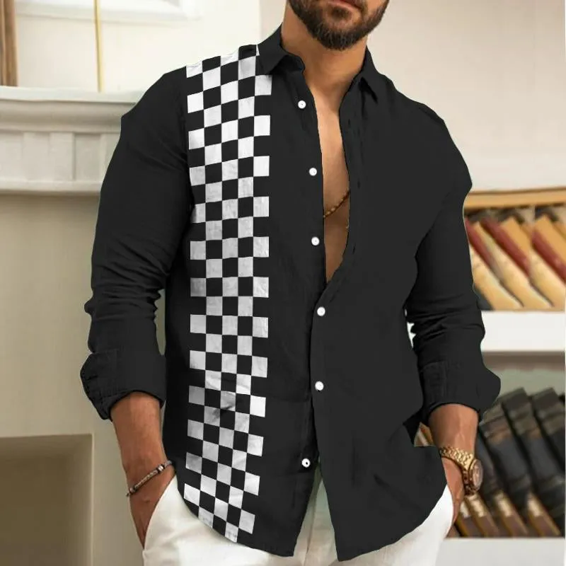 Men's Vintage Checkerboard Lapel Shirt 70443179TO sold by Manly product image thumbnail 2