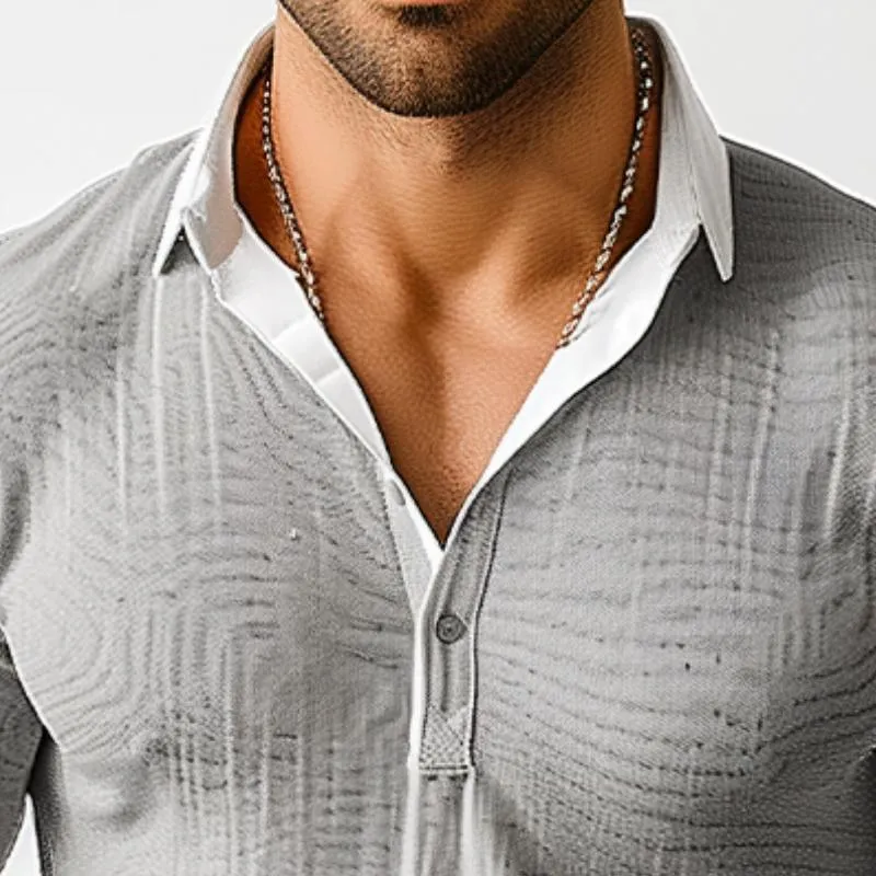 Men's Retro Casual Colorblock Lapel Long Sleeve T-Shirt 47758159TO sold by Manly product image thumbnail 2