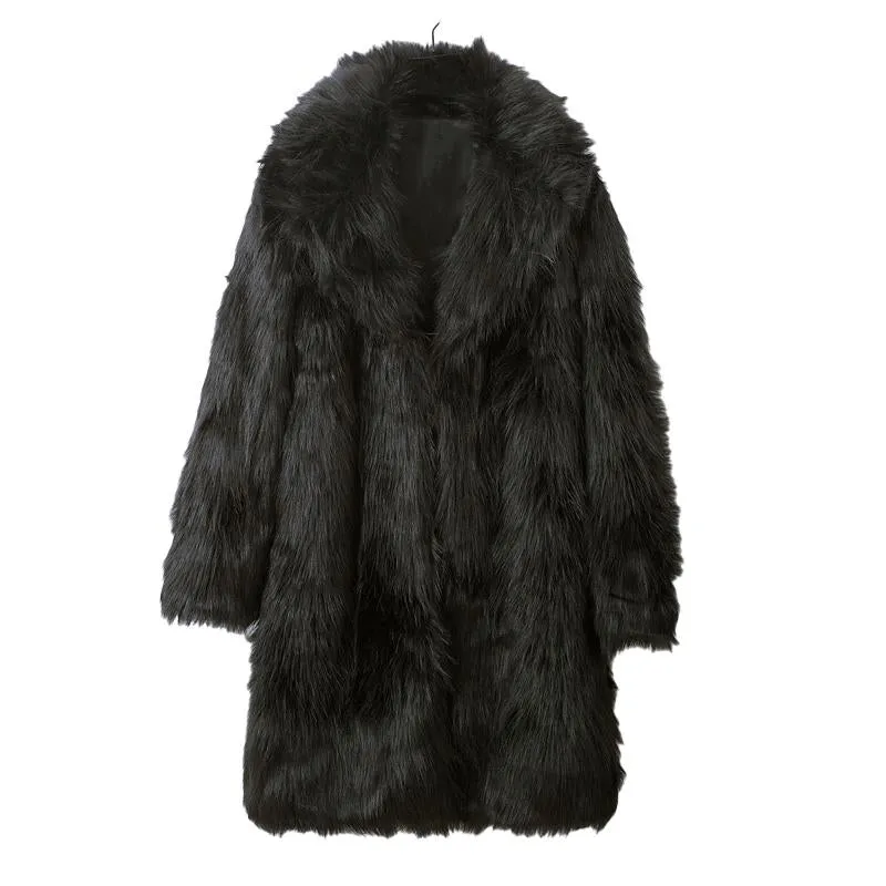 Men's Lapel Long Imitation Fur Solid Color Coat 35528296X sold by Manly product image thumbnail 4