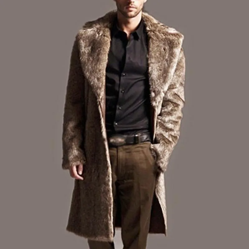 Men's Lapel Long Imitation Fur Solid Color Coat 35528296X sold by Manly product image thumbnail 3