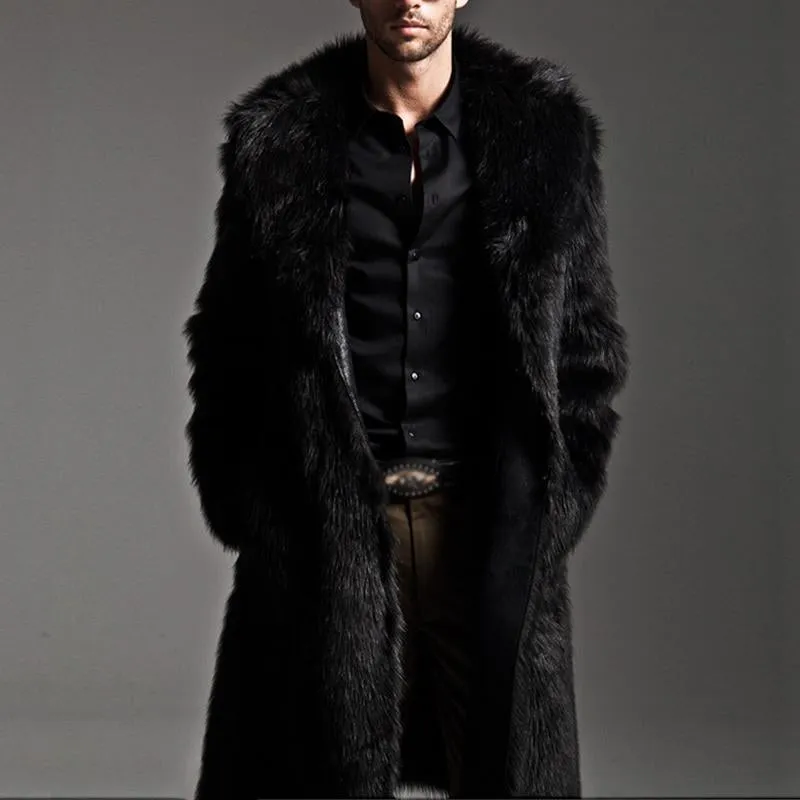 Men's Lapel Long Imitation Fur Solid Color Coat 35528296X sold by Manly product image thumbnail 2