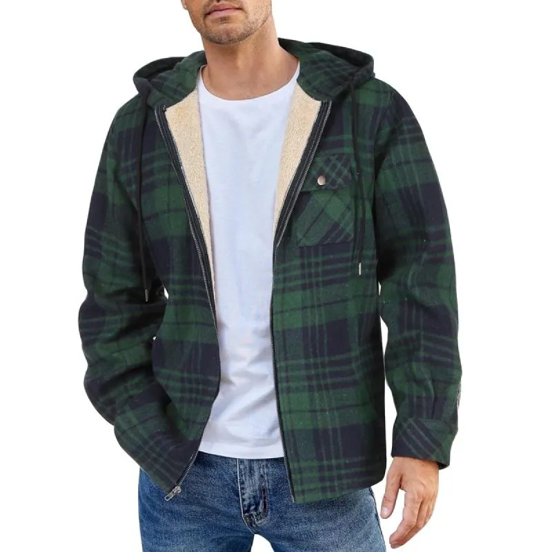 Men's Flannel Plaid Long Sleeve Hooded Casual Jacket 97656669X sold by Manly