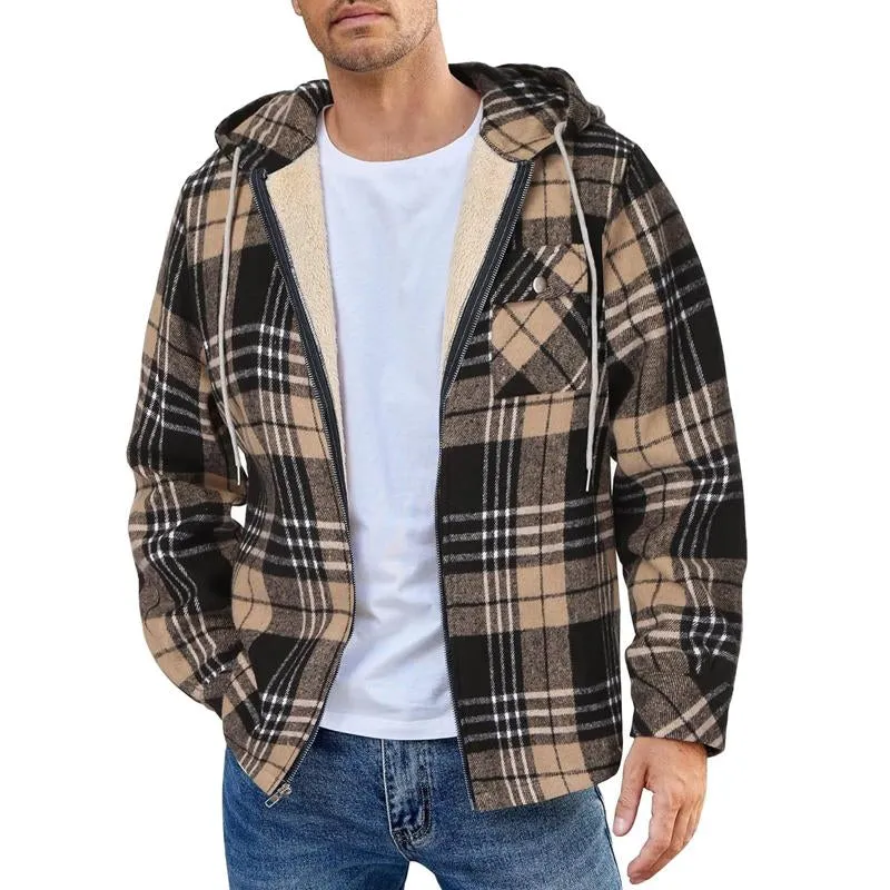 Men's Flannel Plaid Long Sleeve Hooded Casual Jacket 97656669X sold by Manly product image thumbnail 3