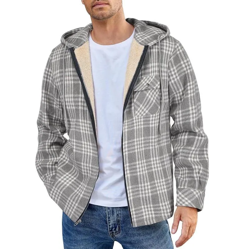 Men's Flannel Plaid Long Sleeve Hooded Casual Jacket 97656669X sold by Manly product image thumbnail 2