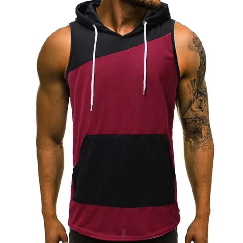 Men's Casual Colorblock Slim Hooded Tank Top 18315392M sold by Manly