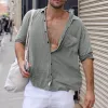 Men's Casual Solid Color Lapel Pocket Shirt 11438449Y sold by Manly