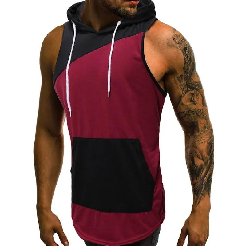 Men's Casual Colorblock Slim Hooded Tank Top 18315392M sold by Manly product image thumbnail 2
