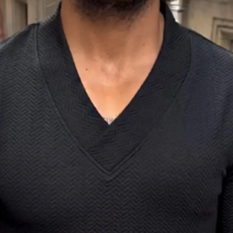 Men's Retro Casual Solid Color V-Neck Long Sleeve T-Shirt 72473928TO sold by Manly product image thumbnail 3