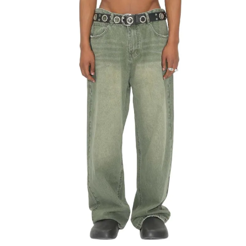Men's Loose Washed Vintage Green Frayed Jeans 27023595X sold by Manly