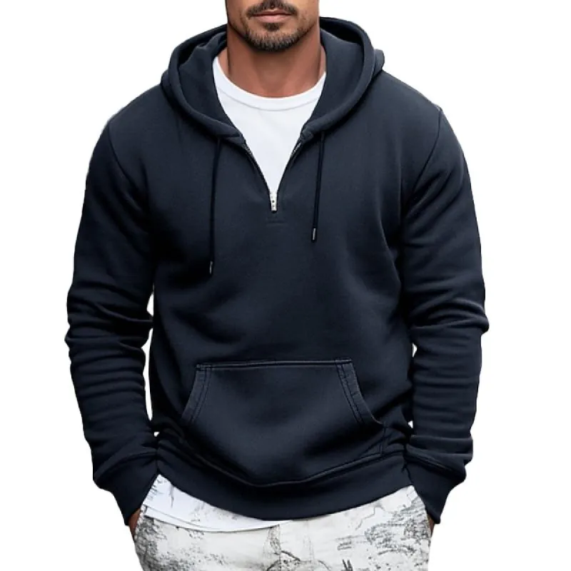 Men's Solid Zipper Long Sleeve Casual Hoodie 08370114Z sold by Manly