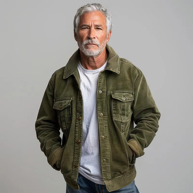 Men's Corduroy Multiple Pockets Single Breasted Jacket 70774379Y sold by Manly product image thumbnail 4