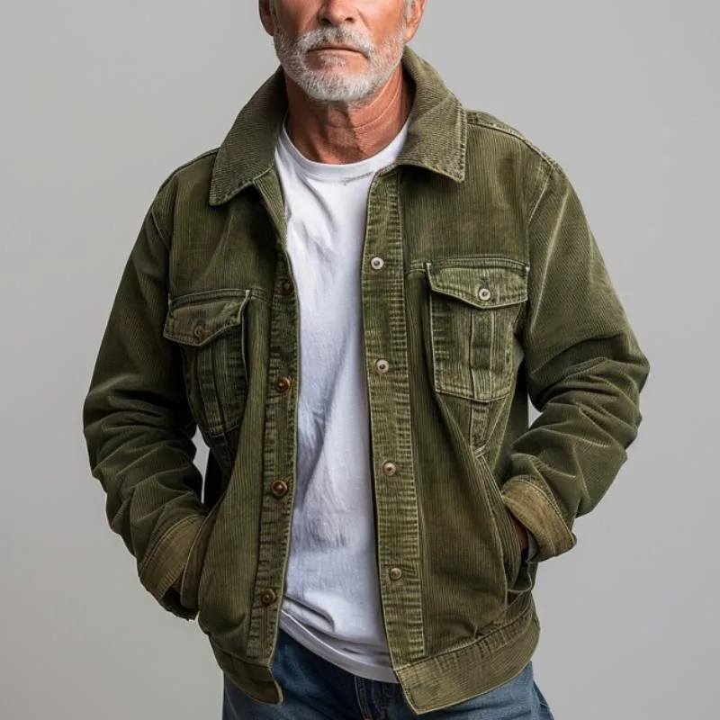 Men's Corduroy Multiple Pockets Single Breasted Jacket 70774379Y sold by Manly product image thumbnail 3