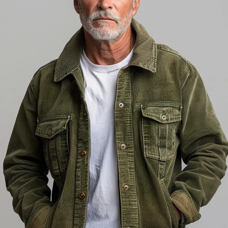 Men's Corduroy Multiple Pockets Single Breasted Jacket 70774379Y sold by Manly product image thumbnail 2