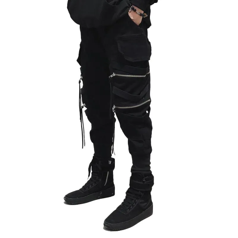 Men's Solid Cotton Zipper Decor Multi-pocket Cargo Pants 33205829Z sold by Manly