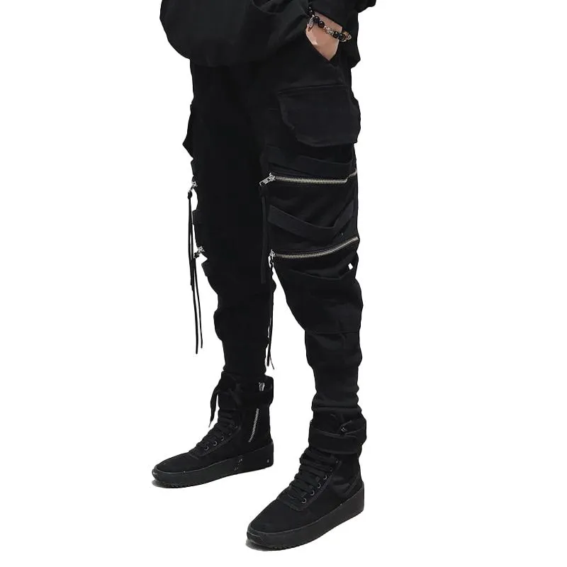 Men's Solid Cotton Zipper Decor Multi-pocket Cargo Pants 33205829Z sold by Manly