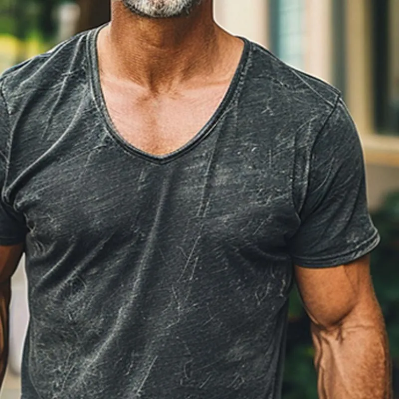 Men's Retro Print V-Neck Short Sleeve T-Shirt 98002854X sold by Manly product image thumbnail 3