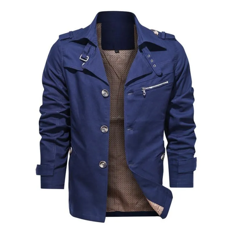 Men's Casual Cotton Jacket Lapel Single Breasted Jacket 70460451X sold by Manly