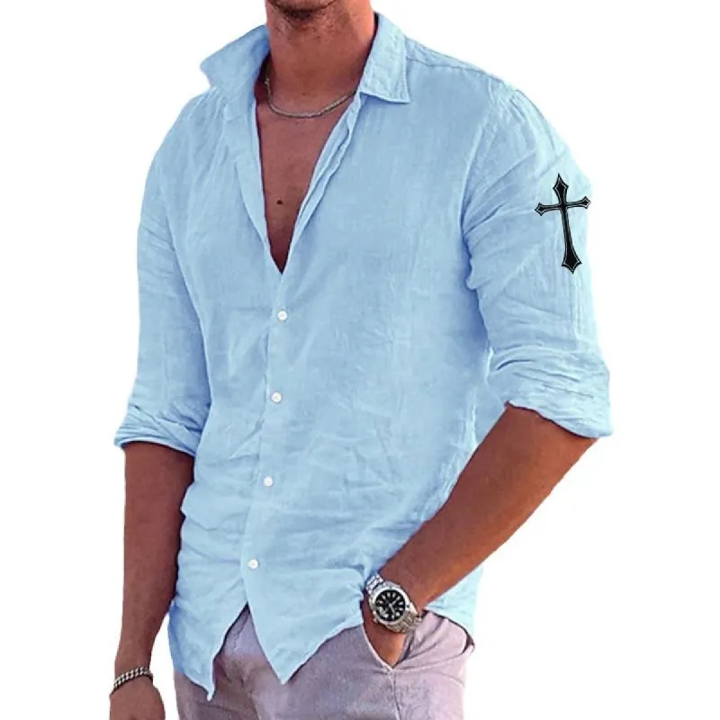 Men's Print Lapel Long Sleeve Loose Casual Shirt 70872650Z sold by Manly
