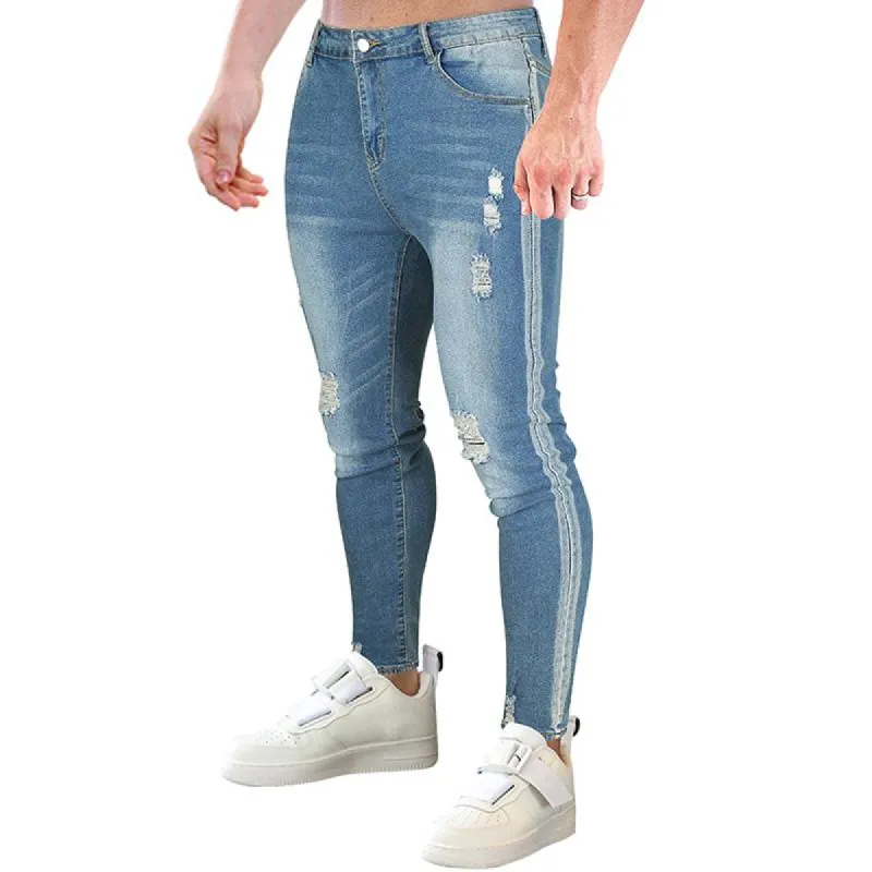 Men's Retro Distressed Brushed Ripped Casual Jeans 59644811Z sold by Manly