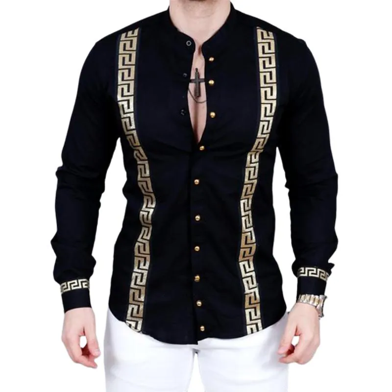 Men's Printed Round Neck Long Sleeve Shirt 54230253X sold by Manly