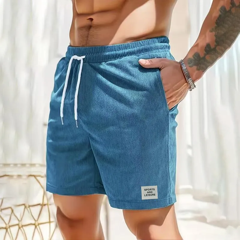 Men's Solid Color Corduroy Elastic Waist Straight Casual Shorts 77507486Z sold by Manly product image thumbnail 4