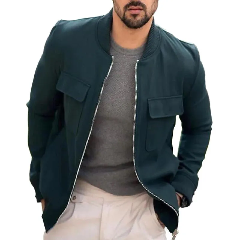 Men's Fashion Solid Color Stand Collar Zipper Jacket 65961965X sold by Manly